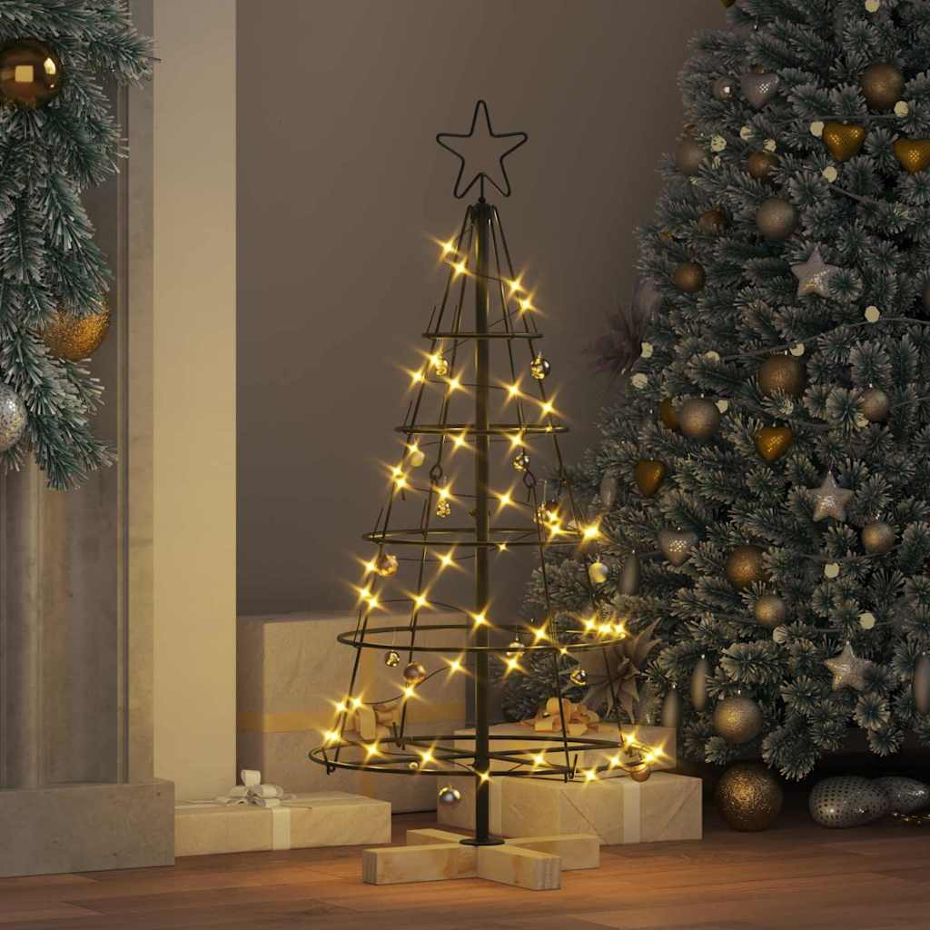 Juletræ med Kegle med stativ Sort 90 cm Stål
