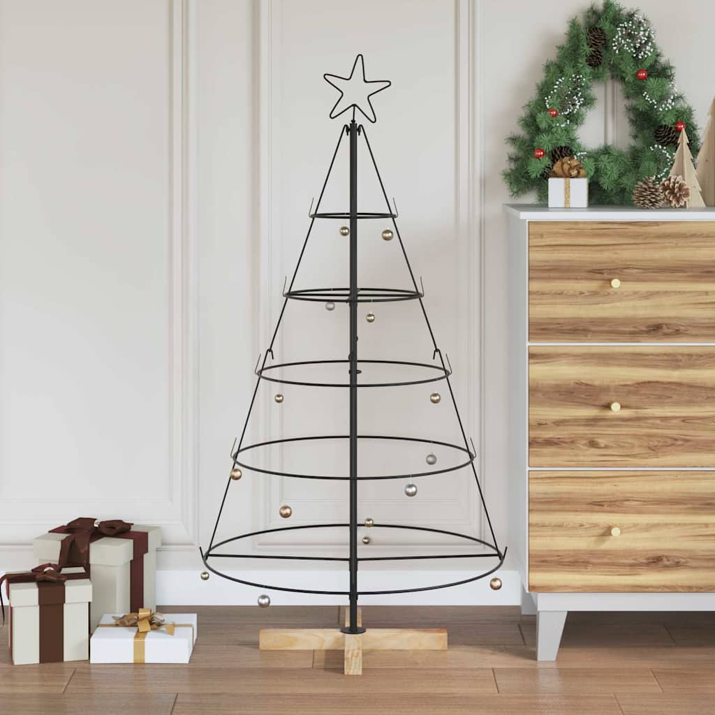 Juletræ med Kegle med stativ Sort 126 cm Stål