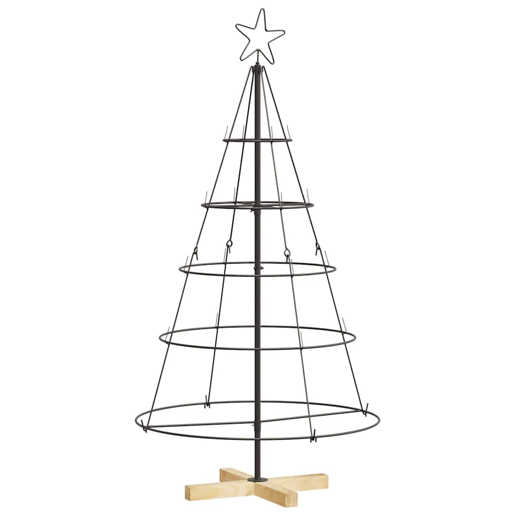 Juletræ med Kegle med stativ Sort 126 cm Stål
