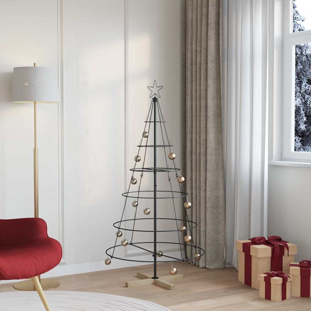 Juletræ med Kegle med stativ Sort 154 cm Stål