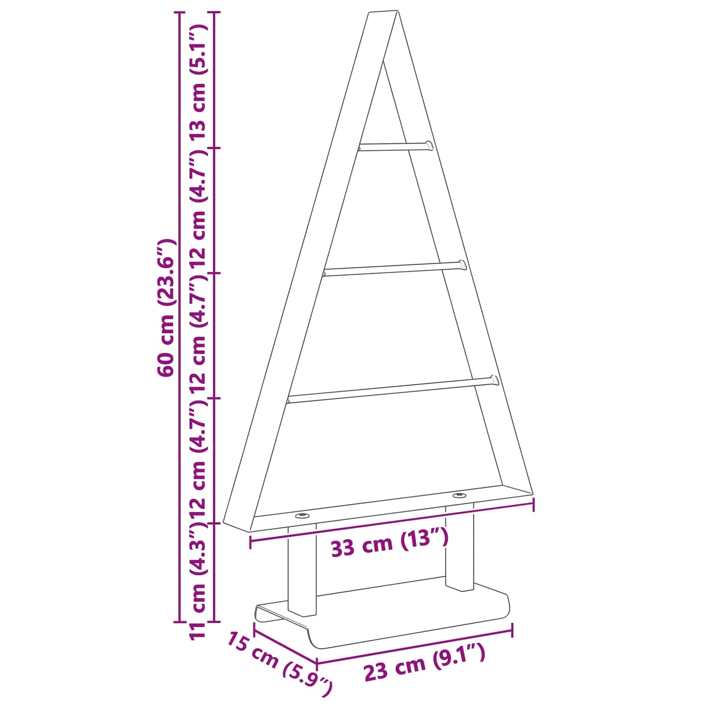 Metal juletræ Sort 60 cm Stål