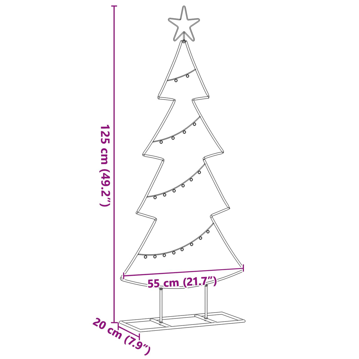 Metal juletræ Sort 125 cm Stål