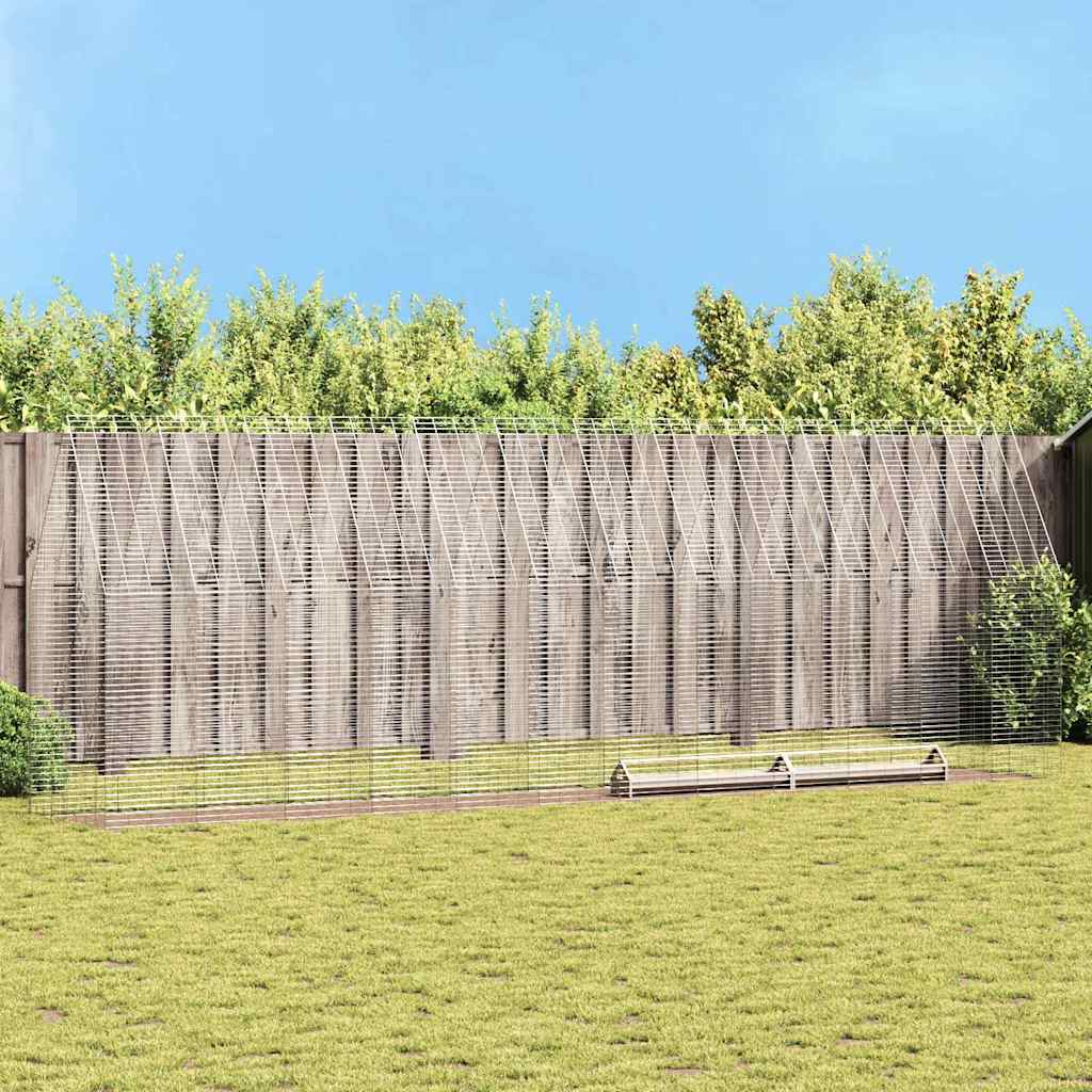 Hønsebur 2 stk. Sølv 600 x 100 x 210 cm Galvaniseret stål