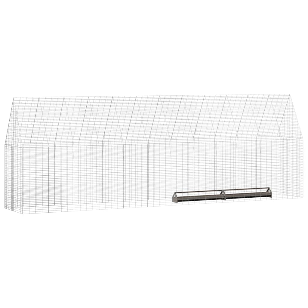 Hønsebur 2 stk. Sølv 600 x 100 x 210 cm Galvaniseret stål