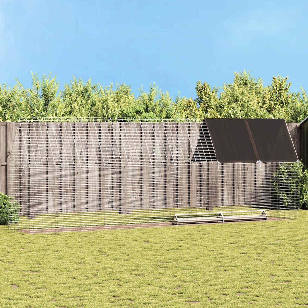 Hønsebur 2 stk. Sølv 600 x 100 x 210 cm Galvaniseret stål