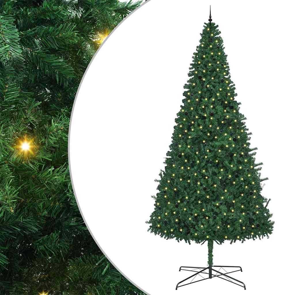Juletræ Med dekorative strenglamper Grøn 400 cm PVC