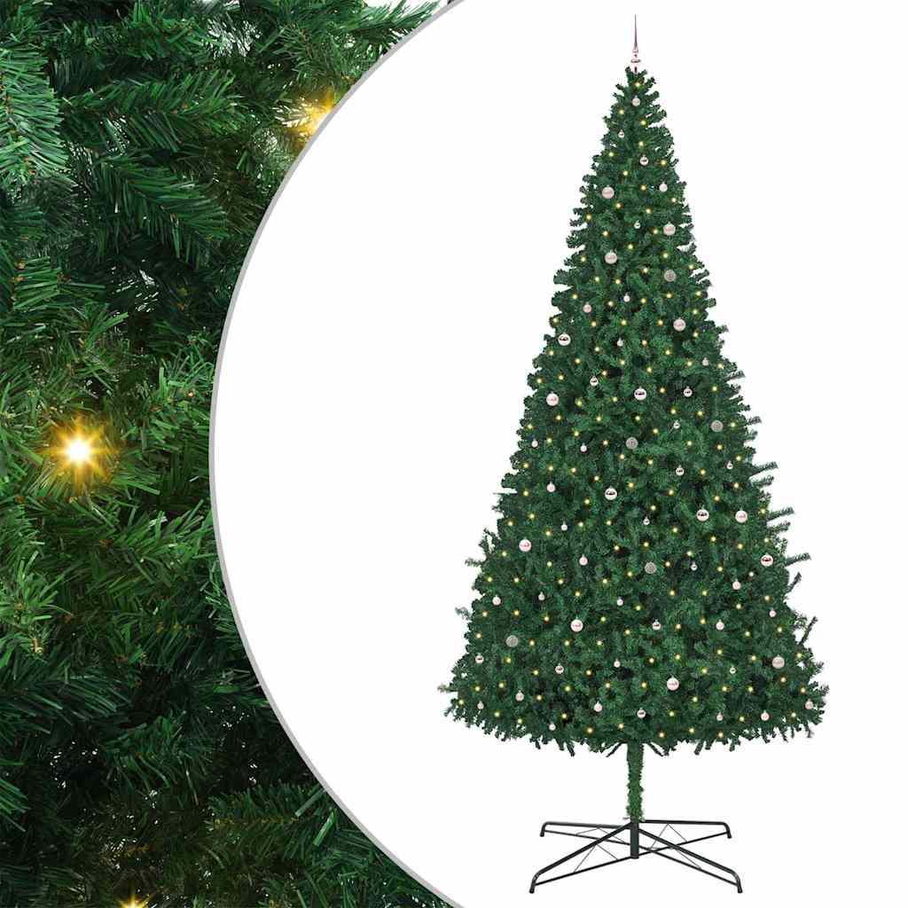 Juletræ Med dekorative strenglamper Grøn 400 cm PVC