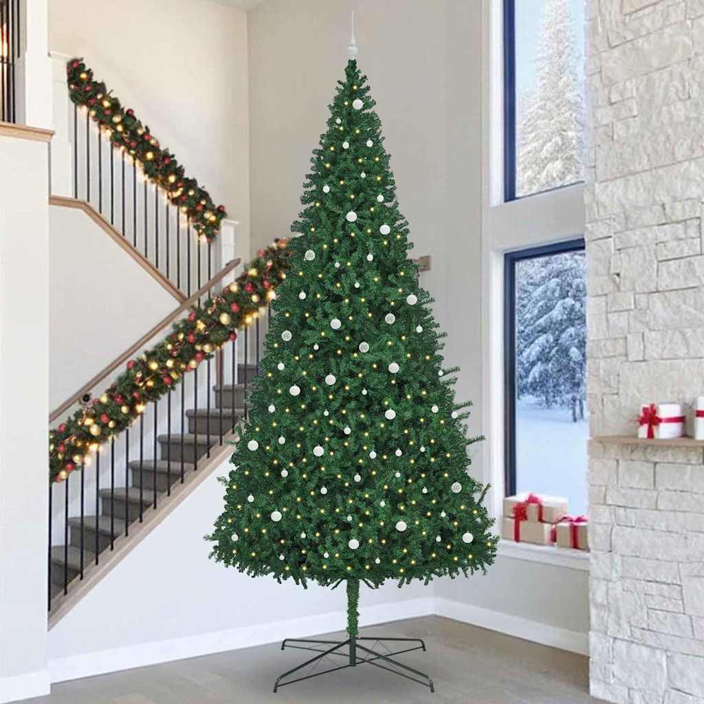 Juletræ Med dekorative strenglamper Grøn 400 cm PVC