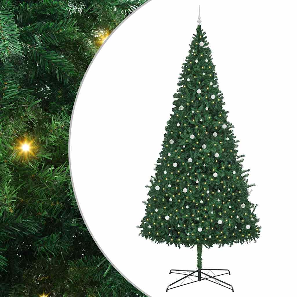 Juletræ Med dekorative strenglamper Grøn 400 cm PVC