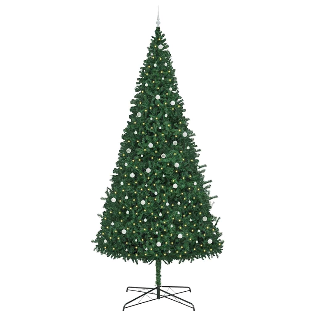 Juletræ Med dekorative strenglamper Grøn 400 cm PVC