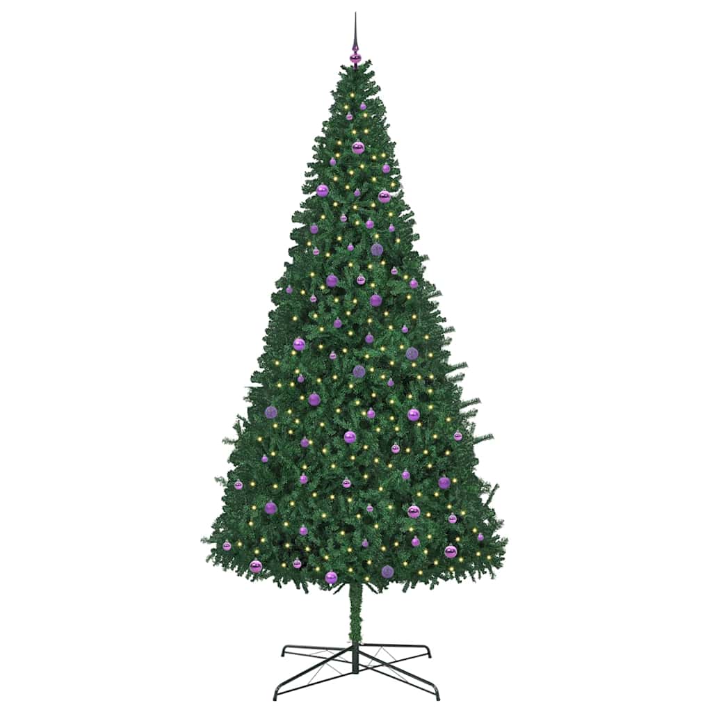Juletræ Med dekorative strenglamper Grøn 400 cm PVC