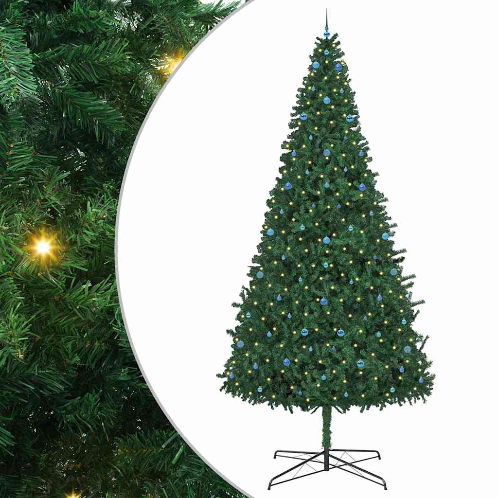 Juletræ Med dekorative strenglamper Grøn 400 cm PVC