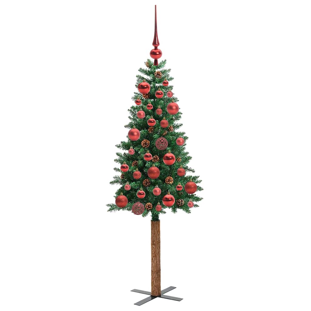 Slankt Juletræ Grøn 150 cm PVC og Massiv Fyrretræ