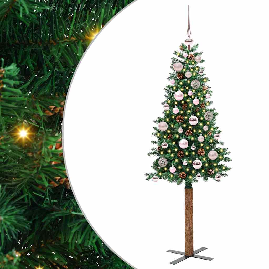 Slankt Juletræ Grøn 150 cm PVC og Massiv Fyrretræ