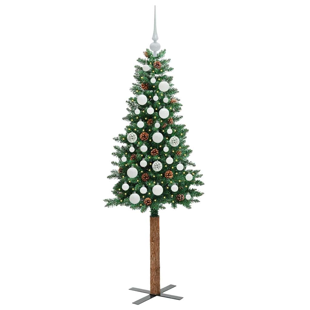 Slankt Juletræ Grøn 150 cm PVC og Massiv Fyrretræ
