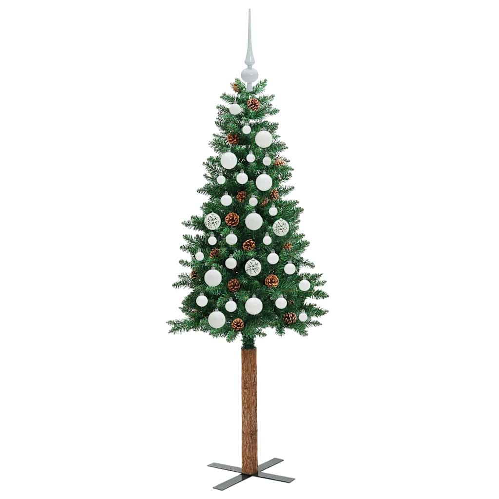 Slankt Juletræ Grøn 150 cm PVC og Massiv Fyrretræ