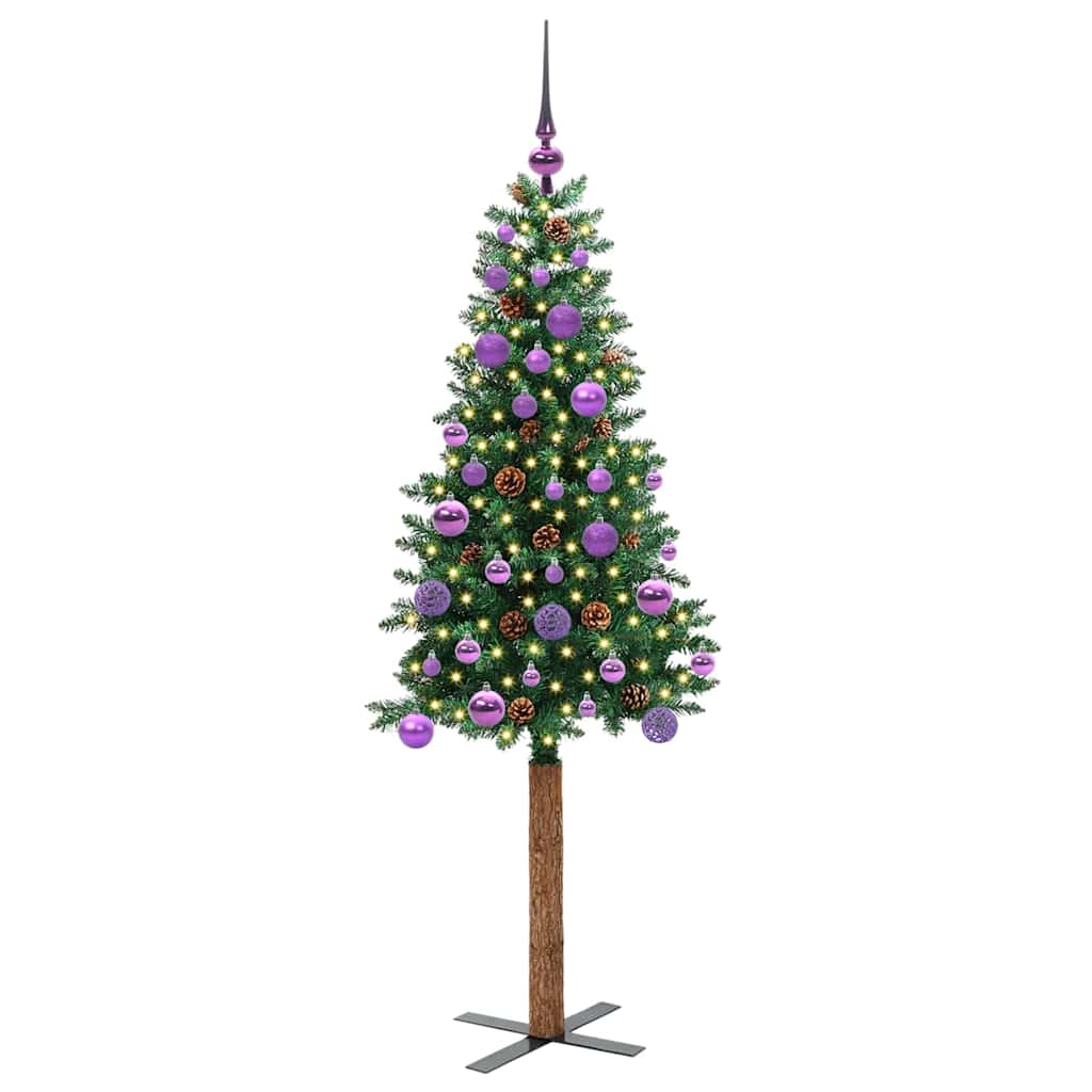 Slankt Juletræ Grøn 150 cm PVC og Massiv Fyrretræ