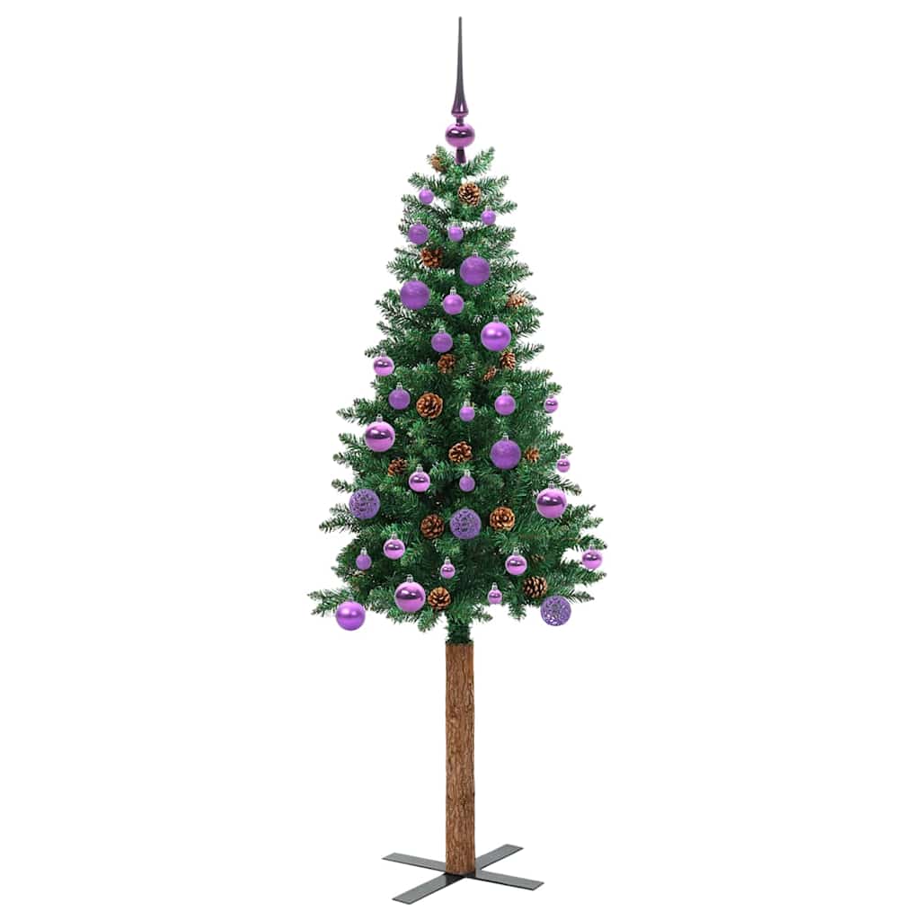 Slankt Juletræ Grøn 150 cm PVC og Massiv Fyrretræ