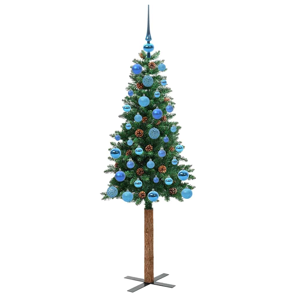 Slankt Juletræ Grøn 150 cm PVC og Massiv Fyrretræ