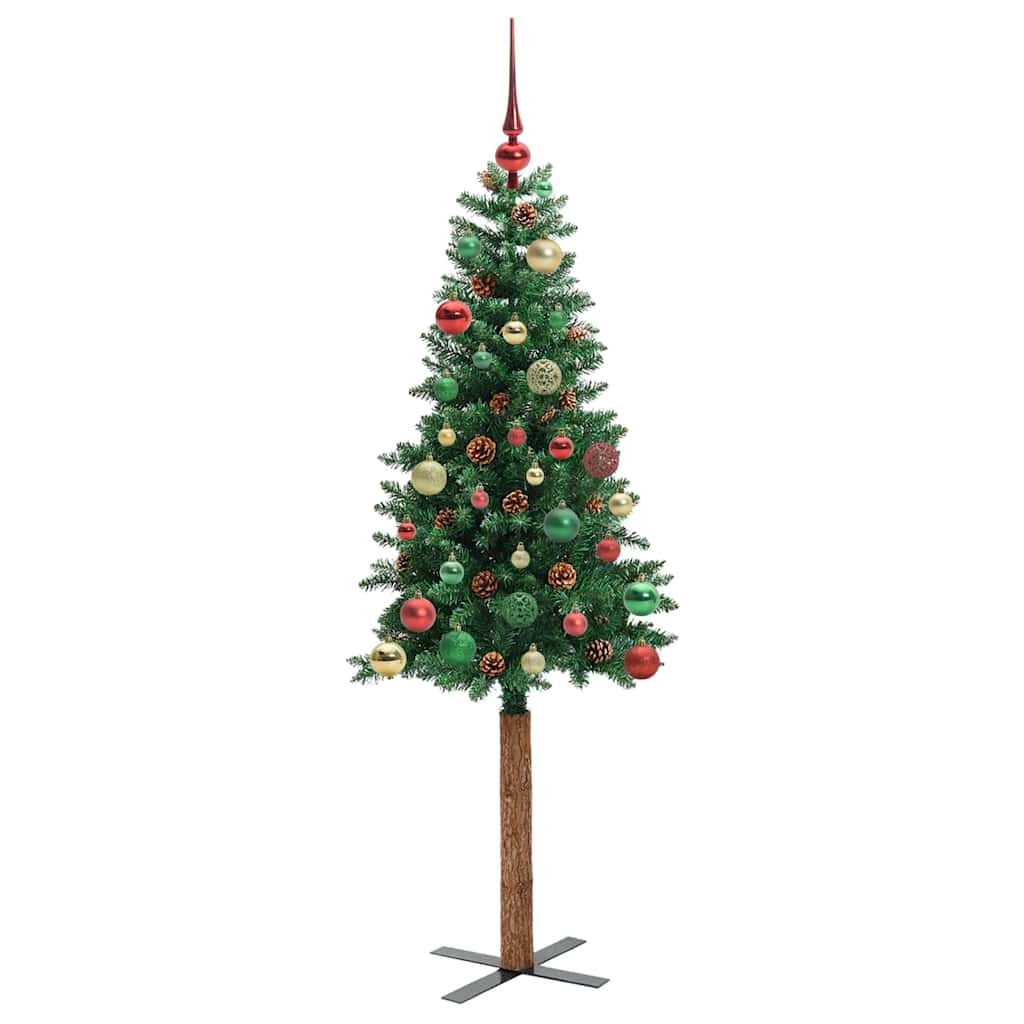 Slankt Juletræ Grøn 150 cm PVC og Massiv Fyrretræ