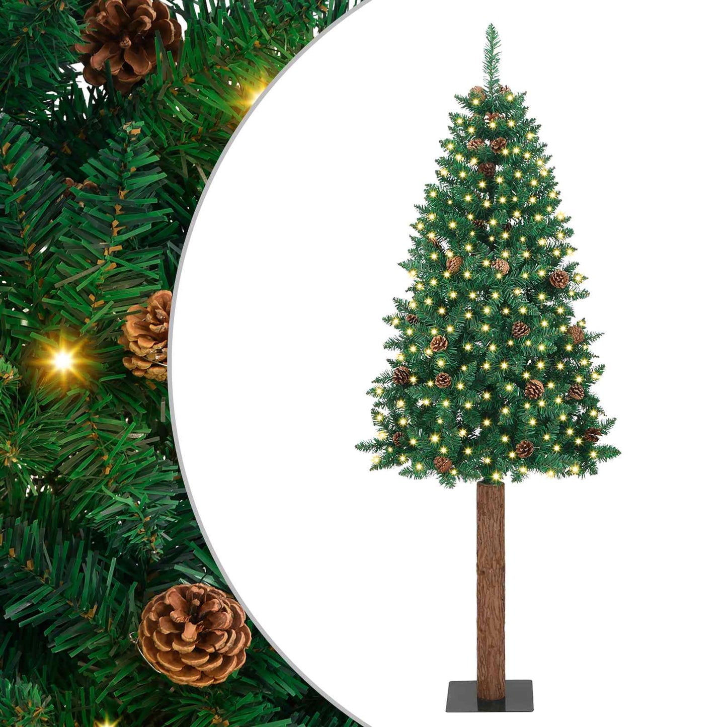 Slankt Juletræ Grøn 180 cm PVC og Massiv Fyrretræ