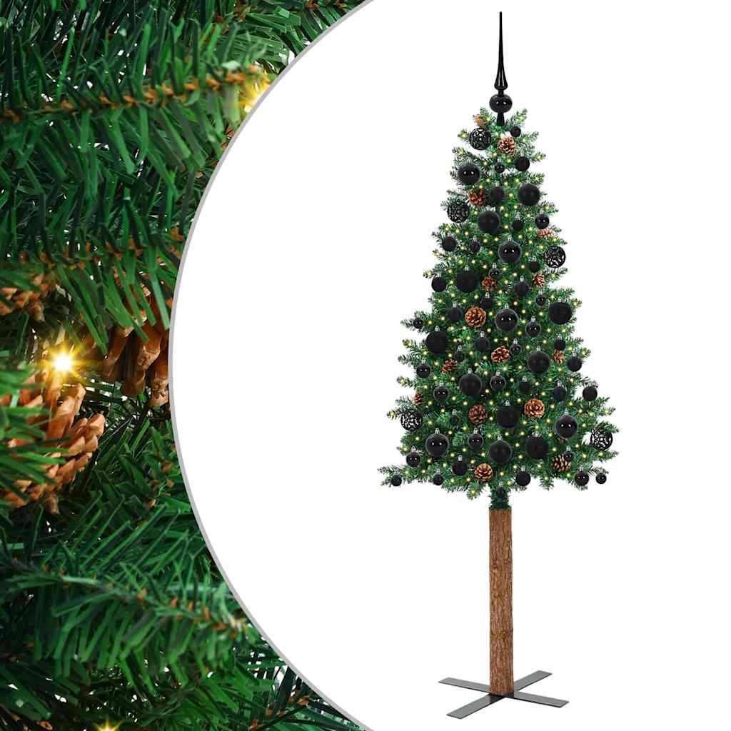 Slankt Juletræ Grøn 180 cm PVC og Massiv Fyrretræ
