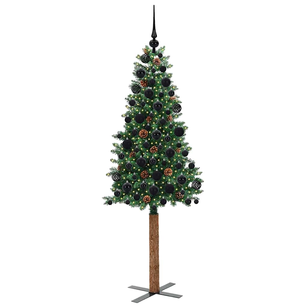 Slankt Juletræ Grøn 180 cm PVC og Massiv Fyrretræ
