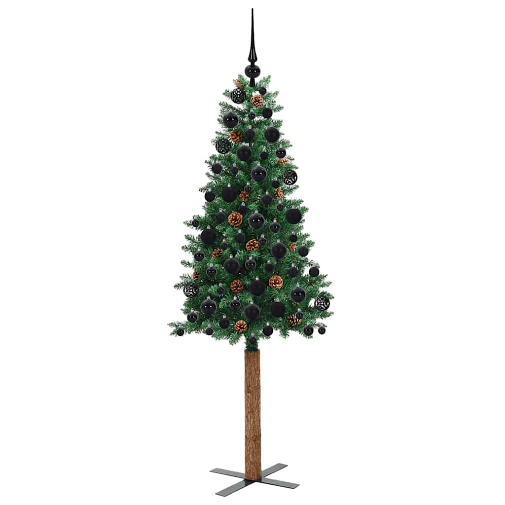 Slankt Juletræ Grøn 180 cm PVC og Massiv Fyrretræ