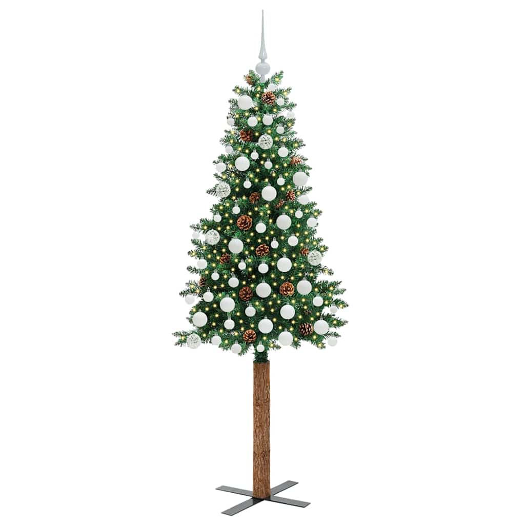 Slankt Juletræ Grøn 180 cm PVC og Massiv Fyrretræ