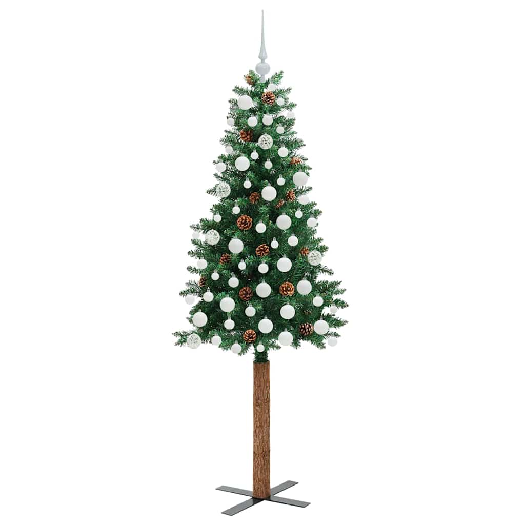 Slankt Juletræ Grøn 180 cm PVC og Massiv Fyrretræ