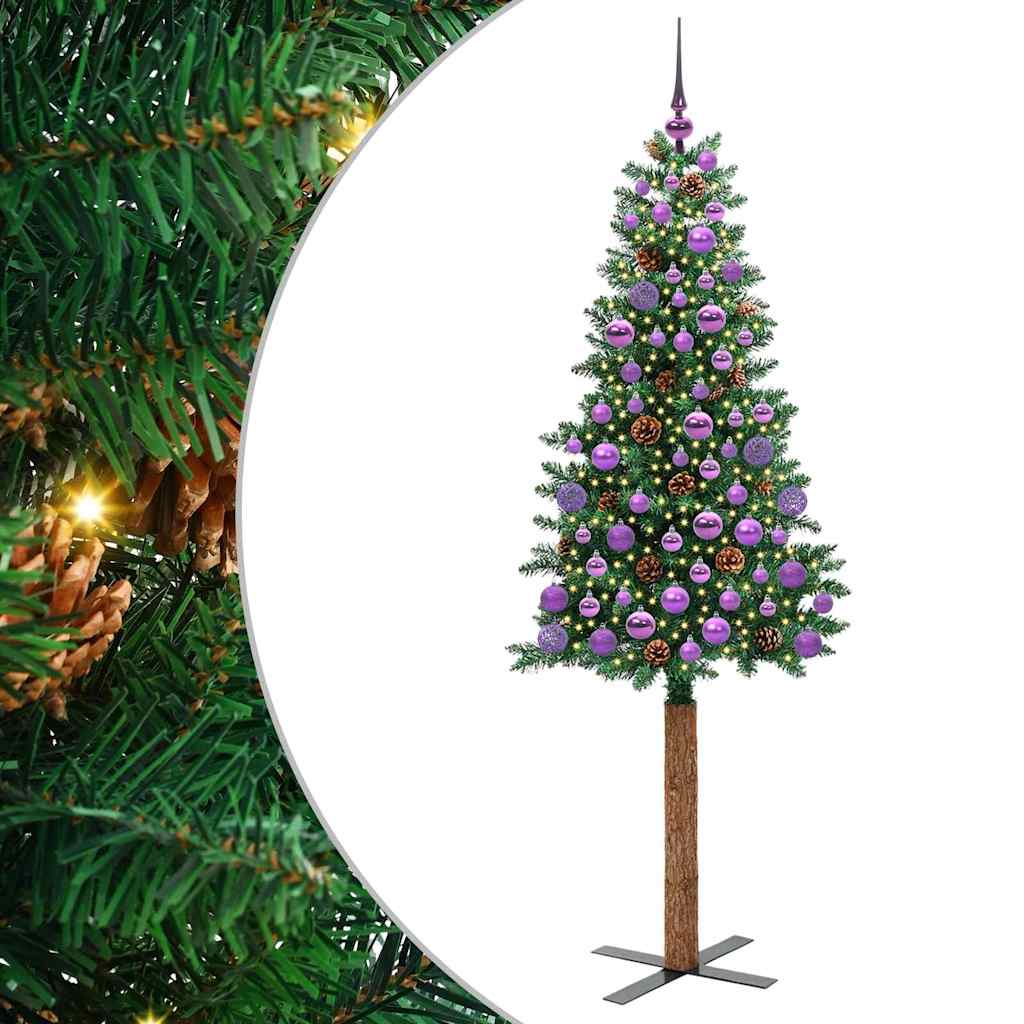 Slankt Juletræ Grøn 180 cm PVC og Massiv Fyrretræ