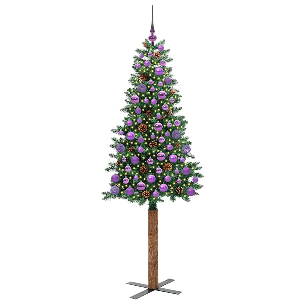 Slankt Juletræ Grøn 180 cm PVC og Massiv Fyrretræ