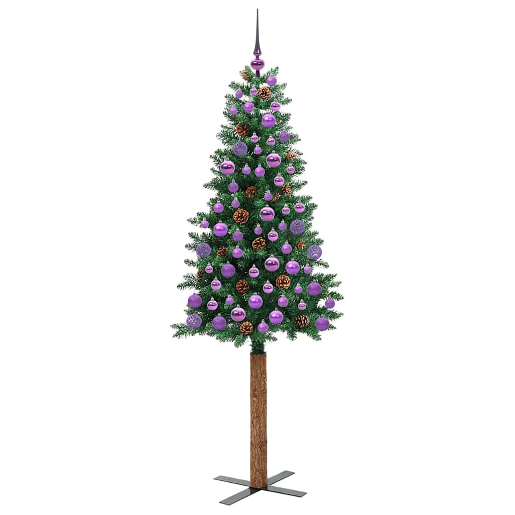 Slankt Juletræ Grøn 180 cm PVC og Massiv Fyrretræ