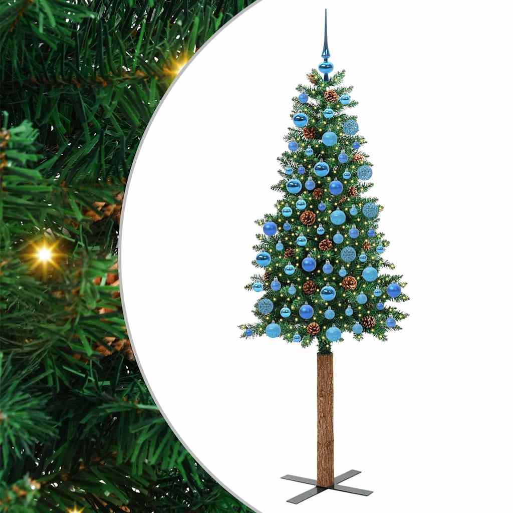 Slankt Juletræ Grøn 180 cm PVC og Massiv Fyrretræ