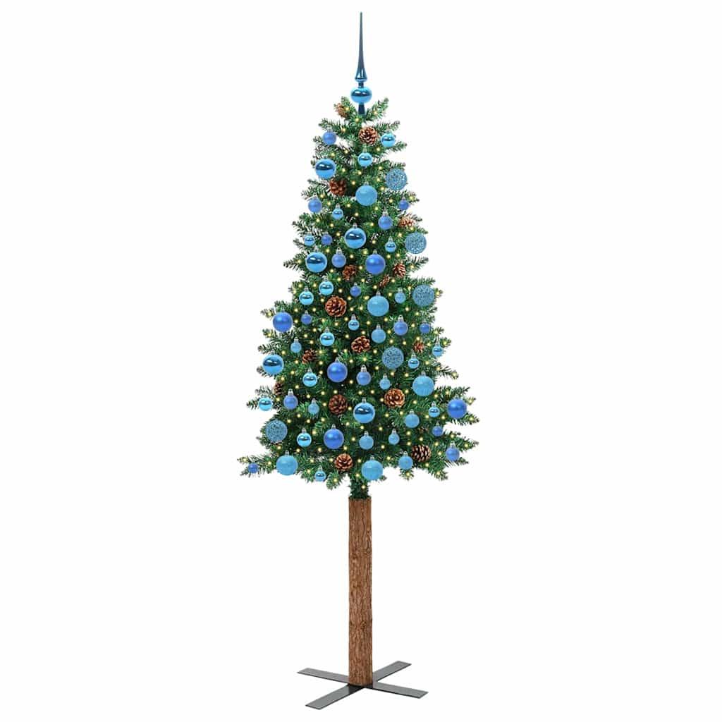 Slankt Juletræ Grøn 180 cm PVC og Massiv Fyrretræ