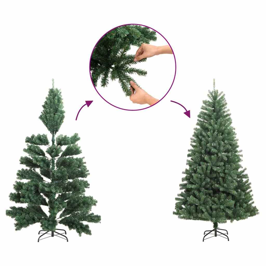 Slankt Juletræ Grøn 210 cm PVC og Massiv Fyrretræ