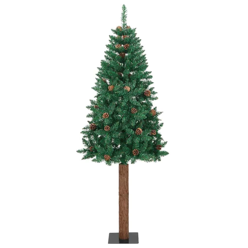 Slankt Juletræ Grøn 210 cm PVC og Massiv Fyrretræ