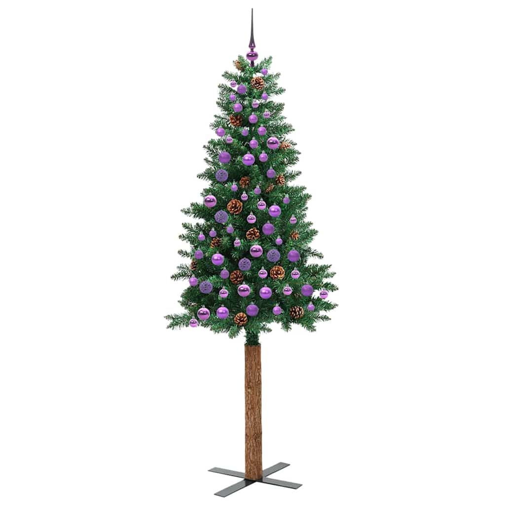 Slankt Juletræ Grøn 210 cm PVC og Massiv Fyrretræ