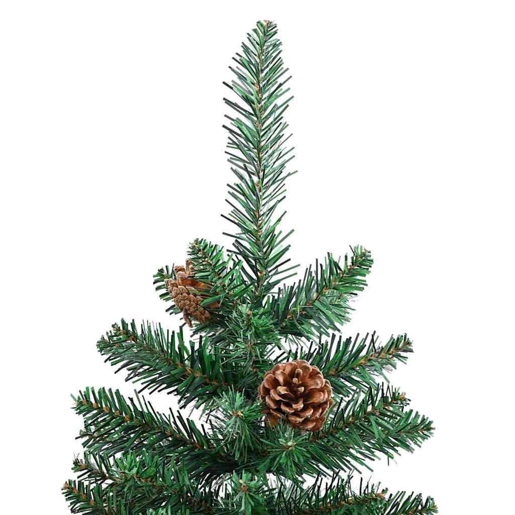 Slankt Juletræ Grøn 210 cm PVC og Massiv Fyrretræ