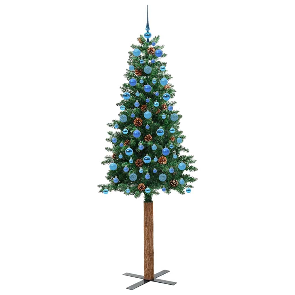 Slankt Juletræ Grøn 210 cm PVC og Massiv Fyrretræ
