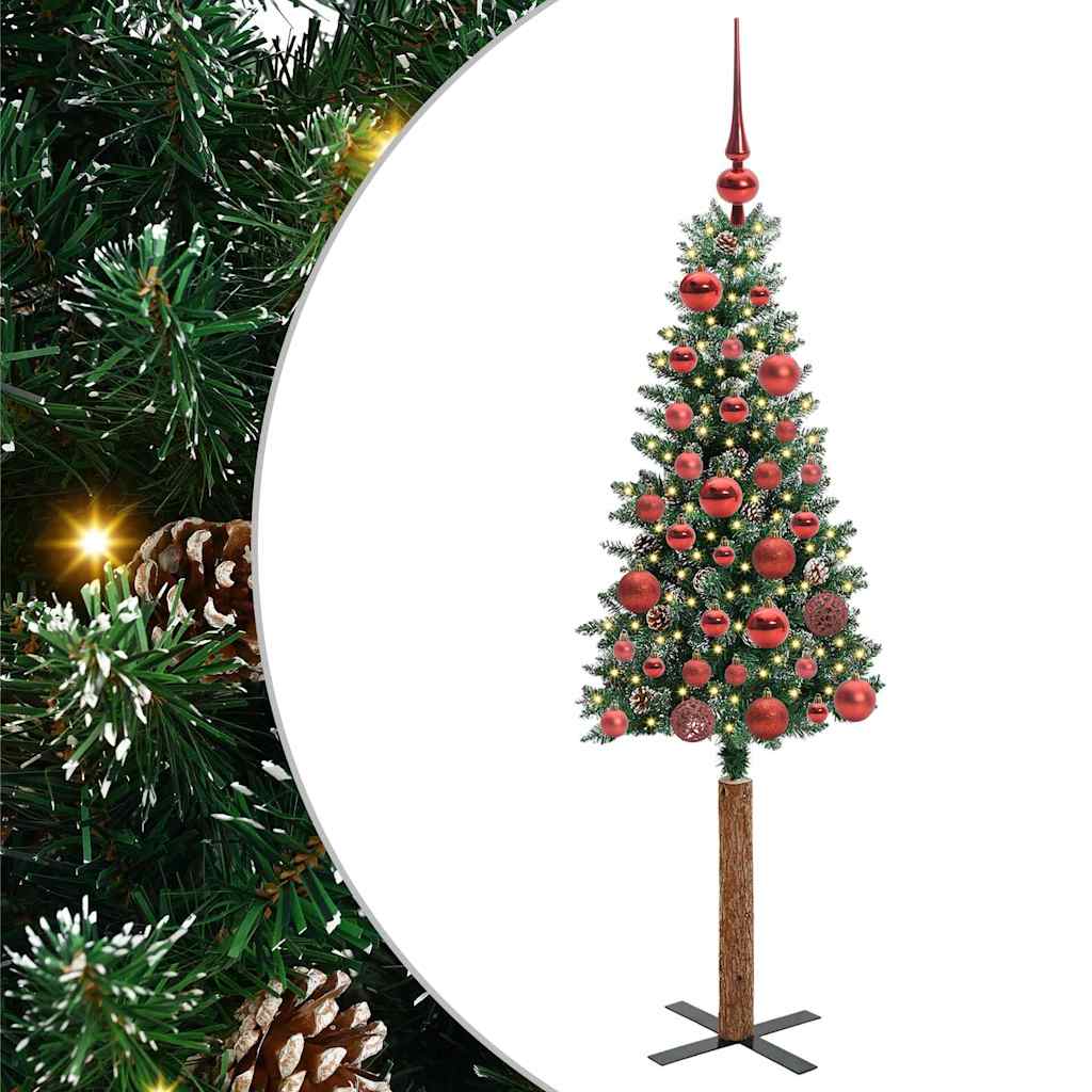 Slankt Juletræ Grøn 150 cm PVC og Massiv Fyrretræ