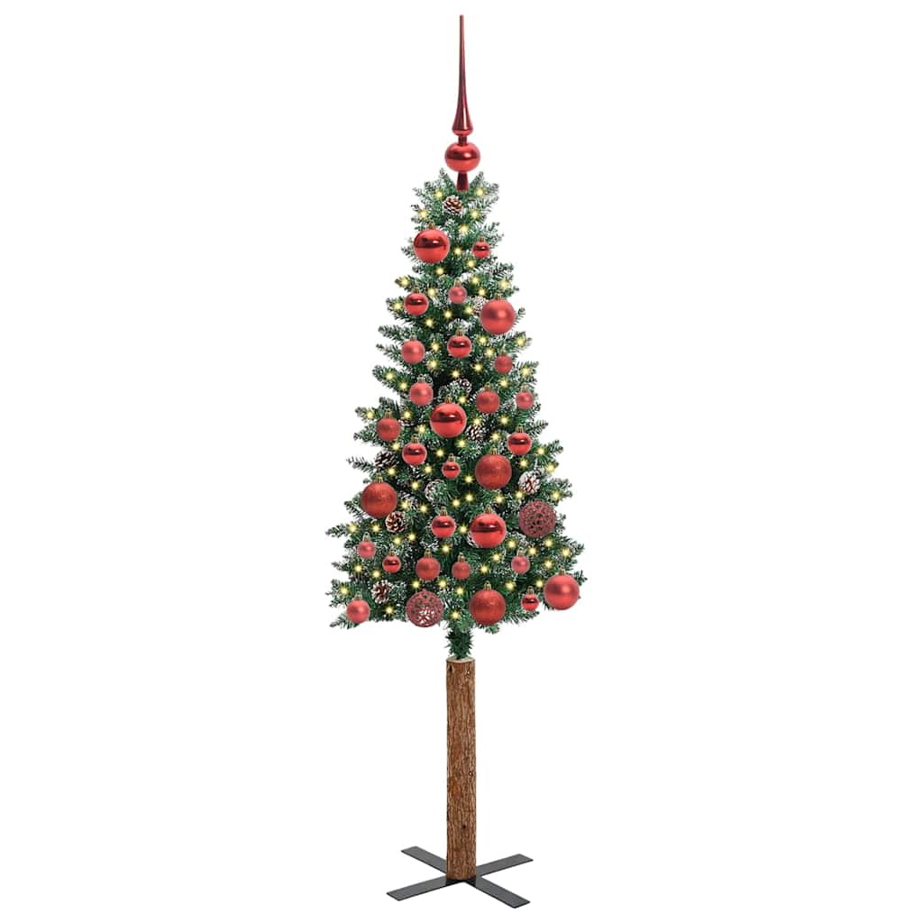 Slankt Juletræ Grøn 150 cm PVC og Massiv Fyrretræ