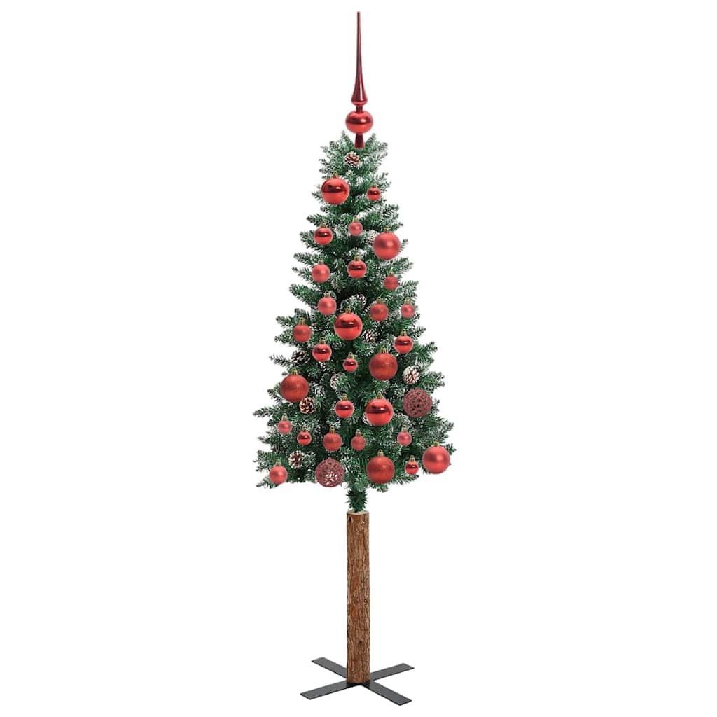 Slankt Juletræ Grøn 150 cm PVC og Massiv Fyrretræ