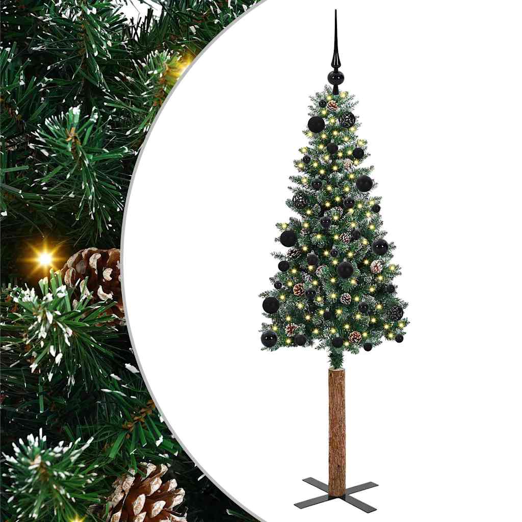 Slankt Juletræ Grøn 150 cm PVC og Massiv Fyrretræ