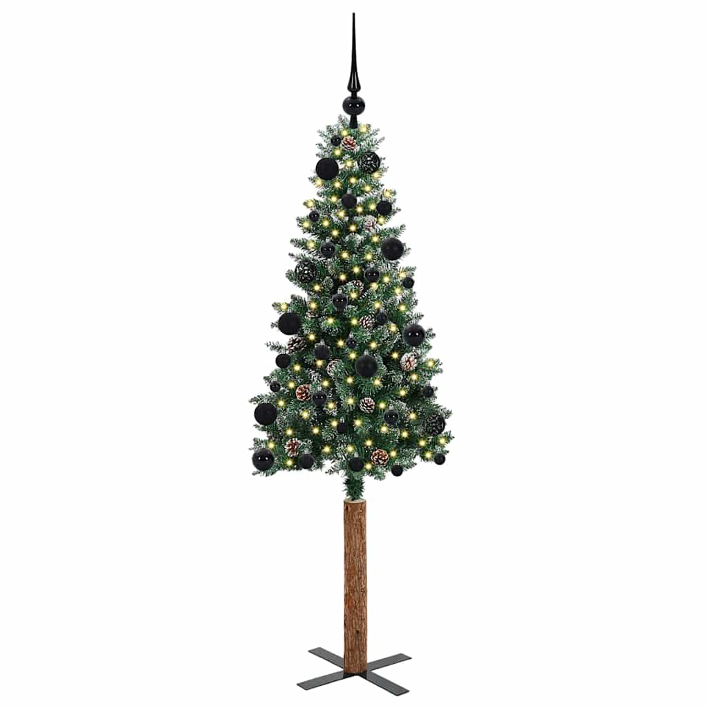 Slankt Juletræ Grøn 150 cm PVC og Massiv Fyrretræ