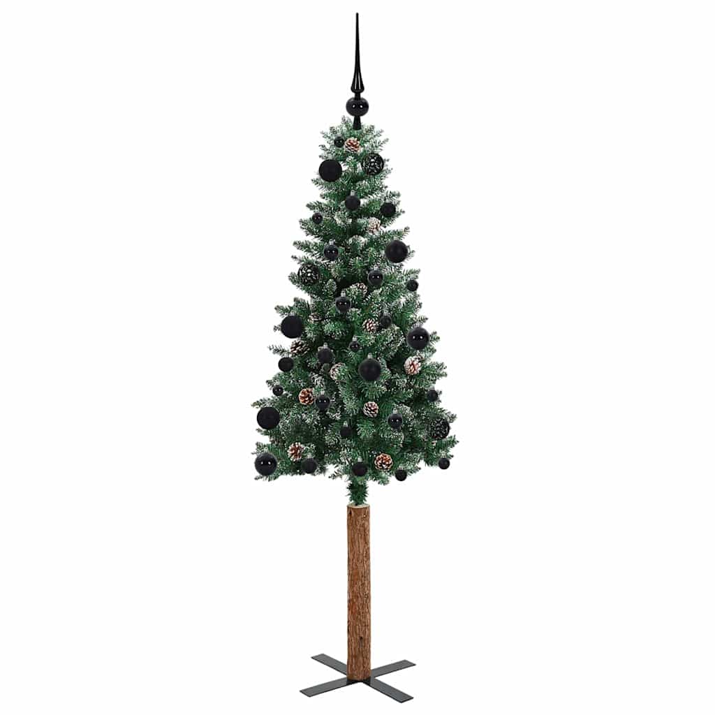 Slankt Juletræ Grøn 150 cm PVC og Massiv Fyrretræ