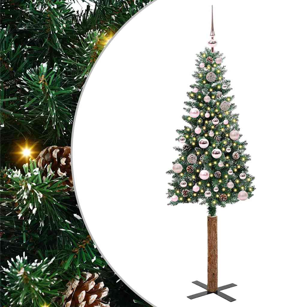 Slankt Juletræ Grøn 150 cm PVC og Massiv Fyrretræ