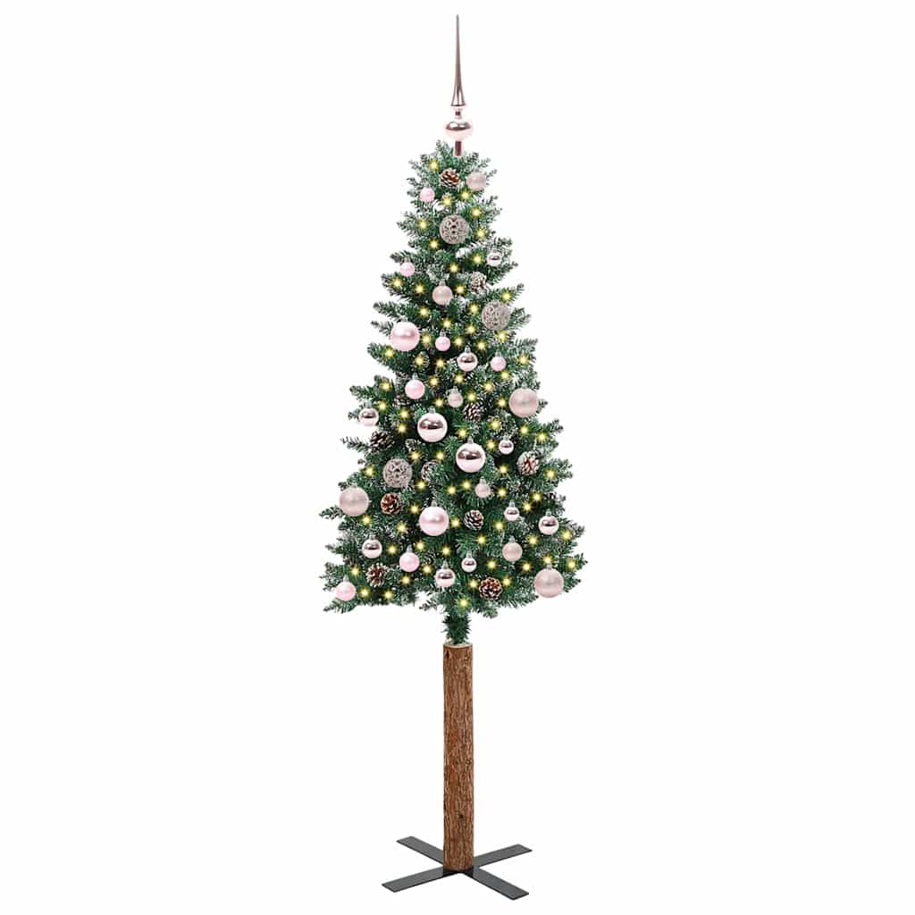 Slankt Juletræ Grøn 150 cm PVC og Massiv Fyrretræ