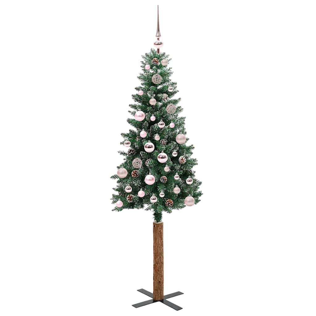 Slankt Juletræ Grøn 150 cm PVC og Massiv Fyrretræ
