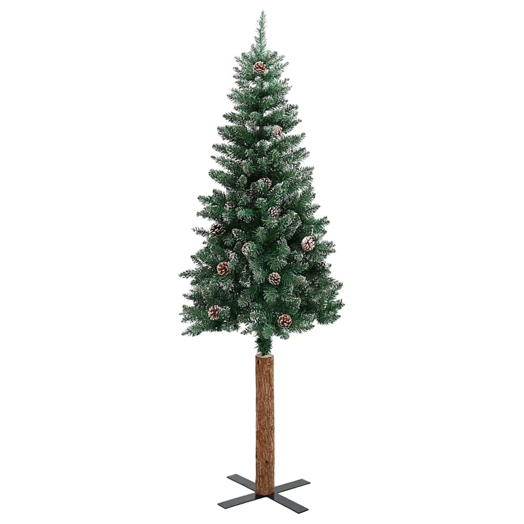 Slankt Juletræ Grøn 150 cm PVC og Massiv Fyrretræ